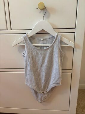 Mori Bodysuit 9 12M Gray Bamboo Organic Cotton Baby Minimal Soft